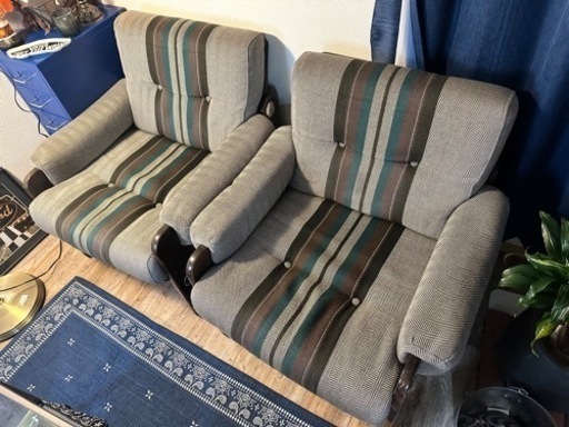 希少 70年代　karimoku オールドカリモク 1人掛けアームチェア 二脚セット