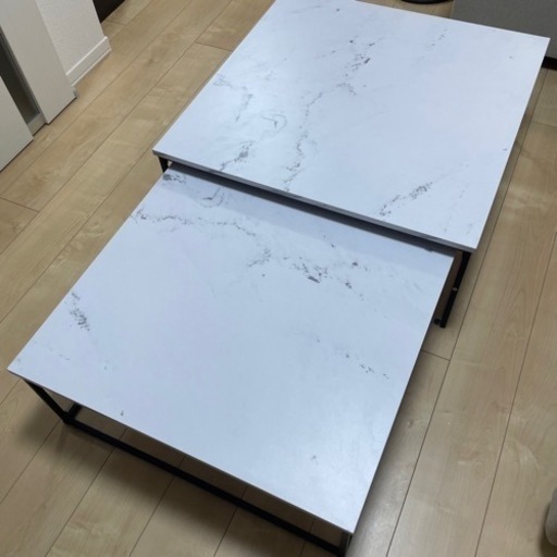 大理石柄ネストテーブル（ローテーブル）