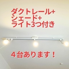 🔴複数お買い上げは割引🔴賃貸の天井に使える‼️ダクトレール+電球シェード3つ＋LED調光電球つきの画像