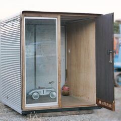 森小屋.男の隠れ家.釣り小屋.キャンプ場.休憩所.浜小屋.外寸長さ209+13cm(約1坪).改造コンテナ.鍵付き.ガレージ (九州全域沖縄島根配送)の画像