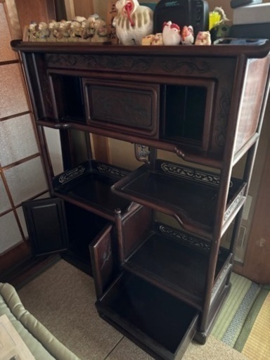 【お取引終了】茶箪笥 茶棚 飾棚 唐木 茶道具 煎茶道具 昭和レトロ アンティーク