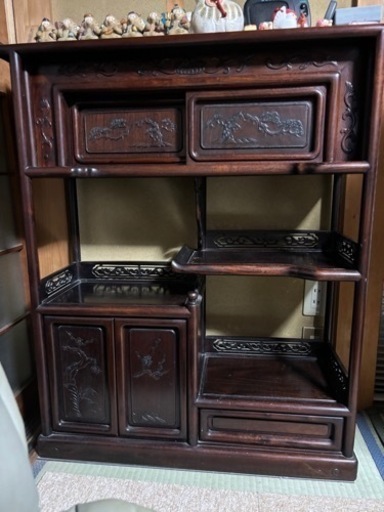 【お取引終了】茶箪笥 茶棚 飾棚 唐木 茶道具 煎茶道具 昭和レトロ アンティーク