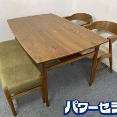 MOMO natural /モモナチュラル/脇木 ダイニングセット オーク無垢材 幅1400 4人掛け ベンチ 中古家具 店頭引取歓迎 R7948