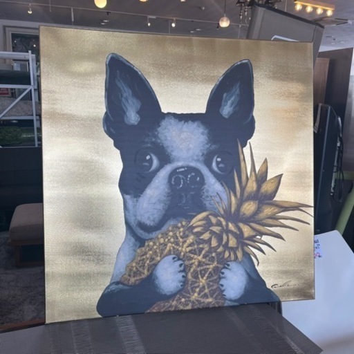 KARE カレ ブルドッグウィズパイナップル アートボード 80×80 インテリアボード インテリア