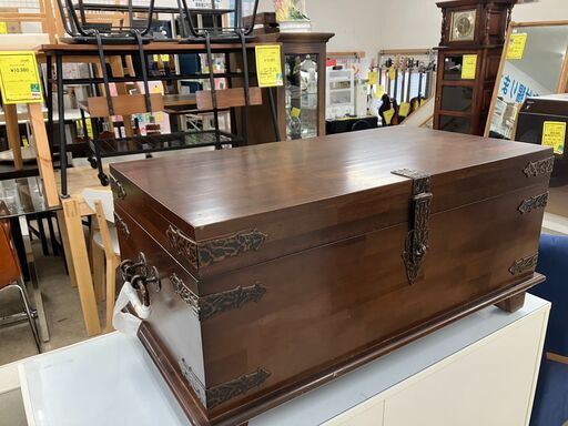 値下げしました！！アンティーク 収納ボックス 木箱 アンティーク雑貨 レトロ モダン ビンテージ 箱 宝箱 おもちゃ箱 トレジャーボックス BOX 収納 テレビ台 TV台 TVボード 大容量 幅約85cm おしゃれ クリーニング済 堺市 石津【ジャングルジャングルサカイ石津店】