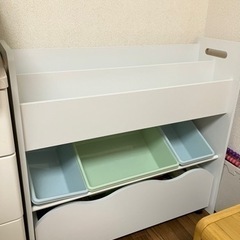 ディアベビー 絵本＆おもちゃ収納ラック キャスター付きワゴン （...
