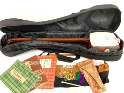 SOLD OUT◆三味線◆花梨細棹 胴破れ無し 中古 撥／駒／指かけ／ケース他 すぐ使えます！