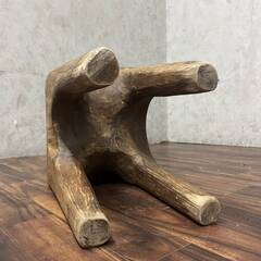 🔷🔶🔷WY11/36 希少 木製椅子 スツール チェア 重さ14.6kg 無垢材 古い イス 古家具 花台 古民具 民芸 アンティーク レトロ ★直接引取歓迎🔷🔶🔷の画像