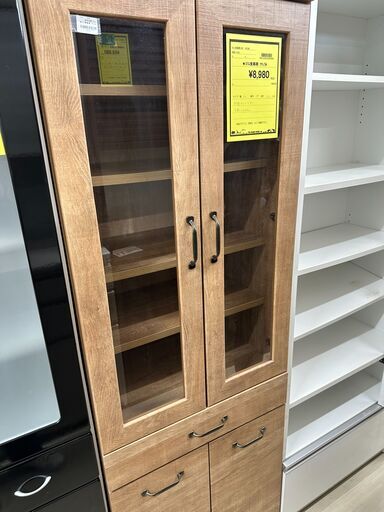 ジモティ来店特価!!　スリム食器棚　ナチュラル　J-0231