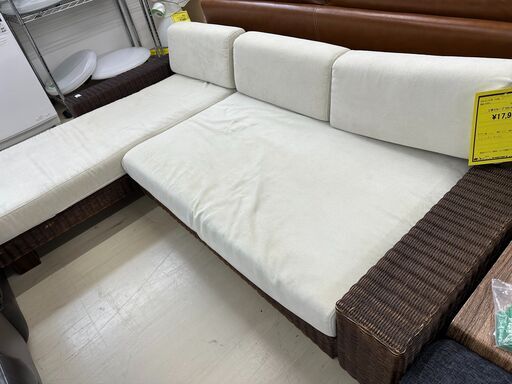 ジモティ来店特価!!　L字ソファー　ブラウン×ホワイト　　J-0238