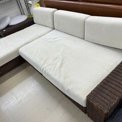 ジモティ来店特価!! L字ソファー ブラウン×ホワイト J-0238