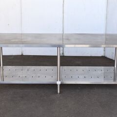 【鈴備1/6】≪yt1153ジ≫ マルゼン ロータイプ ステンレス作業台 幅180cm 奥行75cm 高さ低め 2段/スノコ棚/店舗/厨房/設備 現状品 60210-08