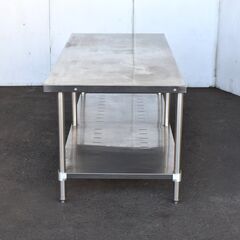 【鈴備1/6】≪yt1153ジ≫ マルゼン ロータイプ ステンレス作業台 幅180cm 奥行75cm 高さ低め 2段/スノコ棚/店舗/厨房/設備 現状品 60210-08