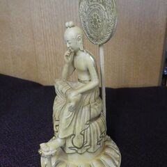 木彫仏像 極小サイズ 【菩薩半跏像】全長約11.5㎝ 希少 彫刻　西岡店の画像