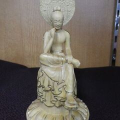 木彫仏像 極小サイズ 【菩薩半跏像】全長約11.5㎝ 希少 彫刻　西岡店の画像