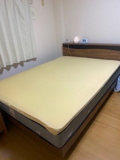 すのこダブルベッド 宮付き コンセント付き ウォールナット