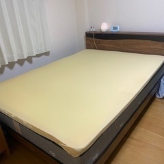 すのこダブルベッド 宮付き コンセント付き ウォールナット