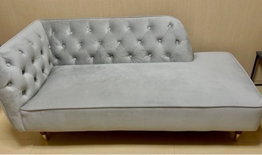 LOWYA ソファー 【グレー】 配送 美品】LOWYA ベルベッド調ソファ