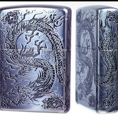 ZIPPO 二面龍　銀イブシ