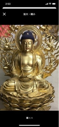 釈迦如来像金箔　高さ130センチ巨大
