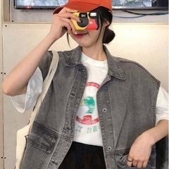 shien  オーバーサイズ　デニムベストの画像