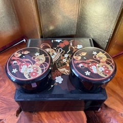 重箱２段　漆器　茶碗二個瓢箪図　