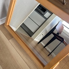 ヴィンテージ　スタンドミラー　化粧鏡　スクエア　角度調整可能　木製の画像