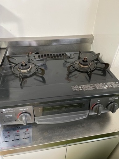 ガスコンロ　リンナイ ガステーブル 都市ガス12A・13A用 幅約56cm 片面焼きグリル 左強火力 KG35NBKL/13A ブラック