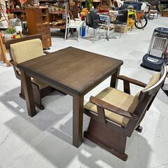 ★コタツ★コタツテーブルセット ダイニングコタツ 80cm×79cm ハイタイプ 椅子付き ２脚 高脚 ブラウン 