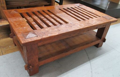 ジモティー限定価格！⭐ R601 天然木 手つくり センターテーブル、ローテーブル、幅110cm Used・美品