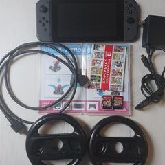 【Switch本体+ソフト2つ+マリカーハンドル+備品】