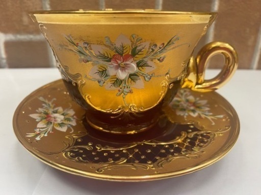 【愛品館 江戸川店】MURANO GLASS 24KTペアカップ&ソーサーID:102-026505-007 愛品館 江戸川店】MURANO GLASS 24KTペアカップ&ソーサーID:102-026505-007