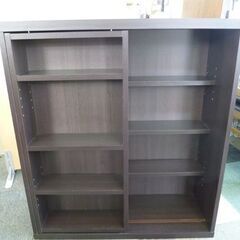 高さ90㎝ スライド式本棚 幅80×奥行29㎝ ダークブラウン 本棚 ブックシェルフ スライド棚 書棚 札幌市 北20条店の画像