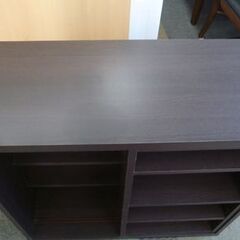 高さ90㎝ スライド式本棚 幅80×奥行29㎝ ダークブラウン 本棚 ブックシェルフ スライド棚 書棚 札幌市 北20条店の画像
