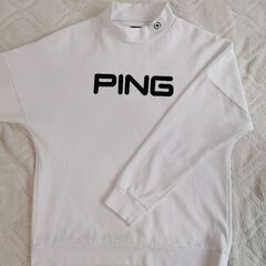 PING ドロップショルダー モックネック シャツ 白 サイズL ピン