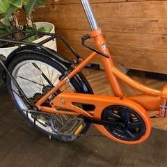 前後タイヤ・チューブ新品！】6段変速 20インチ折りたたみ自転車 オレンジ