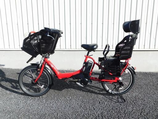 2015モデル 子供乗せ3人乗り仕様 ヤマハ PAS Kiss mini PM20K エスニックレッド 8.7Ah リヤチャイルドシート付 車体&バッテリー極めて良好! 自611