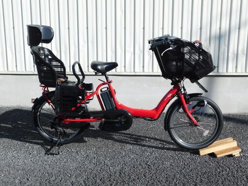 2015モデル 子供乗せ3人乗り仕様 ヤマハ PAS Kiss mini PM20K エスニックレッド 8.7Ah リヤチャイルドシート付 車体&バッテリー極めて良好! 自611