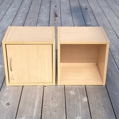 ライトウッド調 収納キューブボックス2個(アイリスオーヤマ/ライトウッド調)の画像