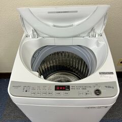 【稼動品】SHARP シャープ 全自動電気洗濯機 7kg 家電 家庭用家電 ES-GE7F-W ホワイト 22年製 88L