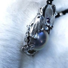 梟　SILVER 925 天然マベパール　アメジスト　オニキス　ネックレスの画像