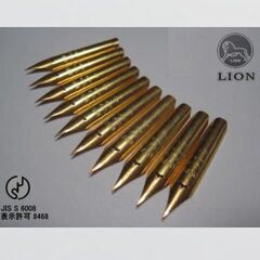 66.替えペン先【ライオン・ゴールドペン　№33 】金メッキ　細字　10本　防錆紙入チャック袋　安定した細い線で書けるペン字初心者にもお薦めの画像