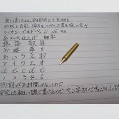66.替えペン先【ライオン・ゴールドペン　№33 】金メッキ　細字　10本　防錆紙入チャック袋　安定した細い線で書けるペン字初心者にもお薦めの画像