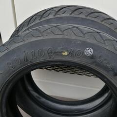 処分特価!バイクタイヤチューブレス100/80-10 46Jパンク履歴2本無しの画像