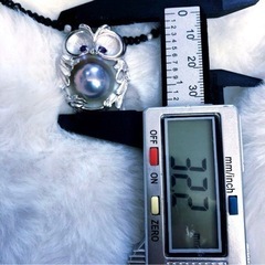 梟　SILVER 925 天然マベパール　目にはアメジストチェーン部分はsilverとオニキス　② ネックレスの画像