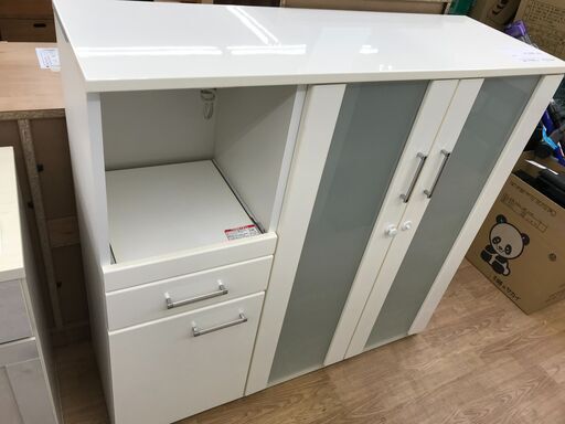 ★ジモティ割あり★  レンジ台 ホワイト H115×W120×D40 クリーニング済み KJ4374