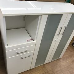 ★ジモティ割あり★  レンジ台 ホワイト H115×W120×D...