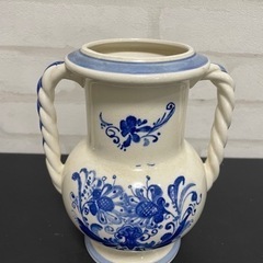 花瓶 フラワーベース インテリア 陶器 VINTAGE コレクション 白 青の画像