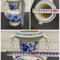 花瓶 フラワーベース インテリア 陶器 VINTAGE コレクション 白 青の画像