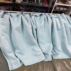 収縮レール付カーテン！ミントグリーン！4レール、カーテン８枚セット！格安売り切り！の画像